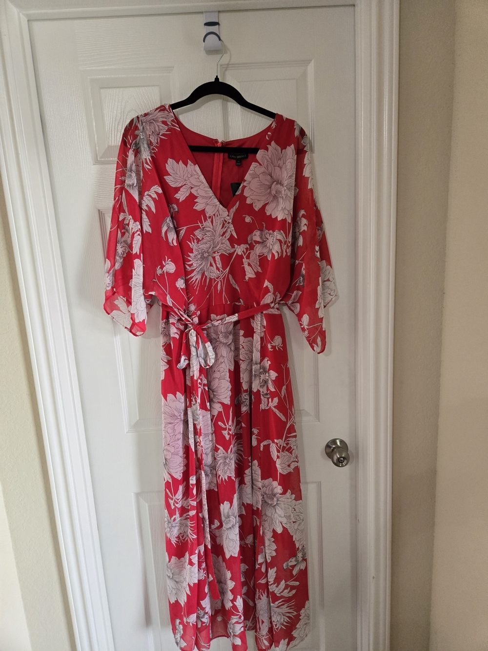 Lane Bryant Rose Pink Floral V-Neck Maxi Dress - Picture 8 of 12